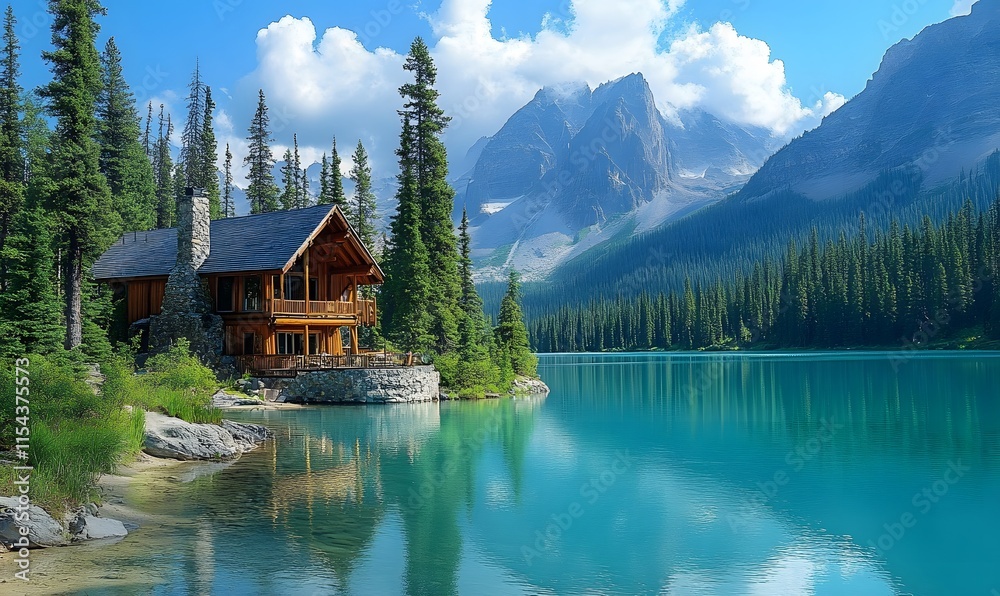 Fototapeta premium Emerald Lake Lodge in a Pristine Setting Among the Rockies