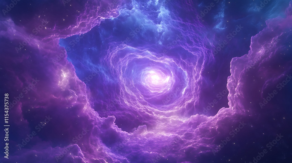 Stunning Digital Painting: Glowing Nebula Swirls Mysteriously Through Deep Space. AI Generated Stunning Digital Painting: Glowing Nebula Swirls Mysteriously Through Deep Space. AI Generated