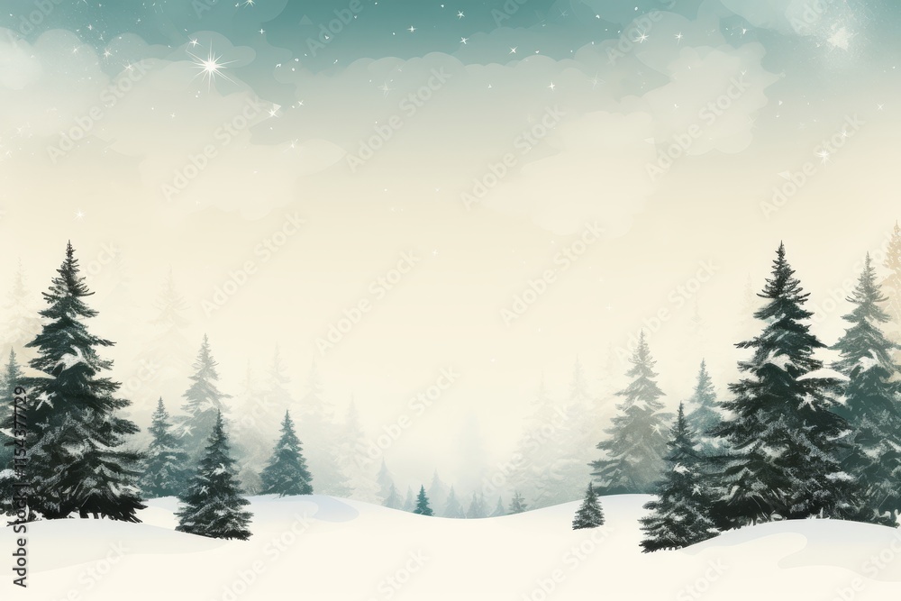 Fototapeta premium Festive winter forest scene with elegant white space for holiday greetings and messages