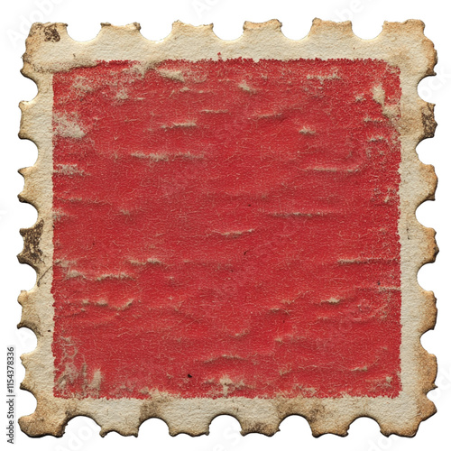 Postage stamp vintage beige and red square blank postage stamp with copy space 