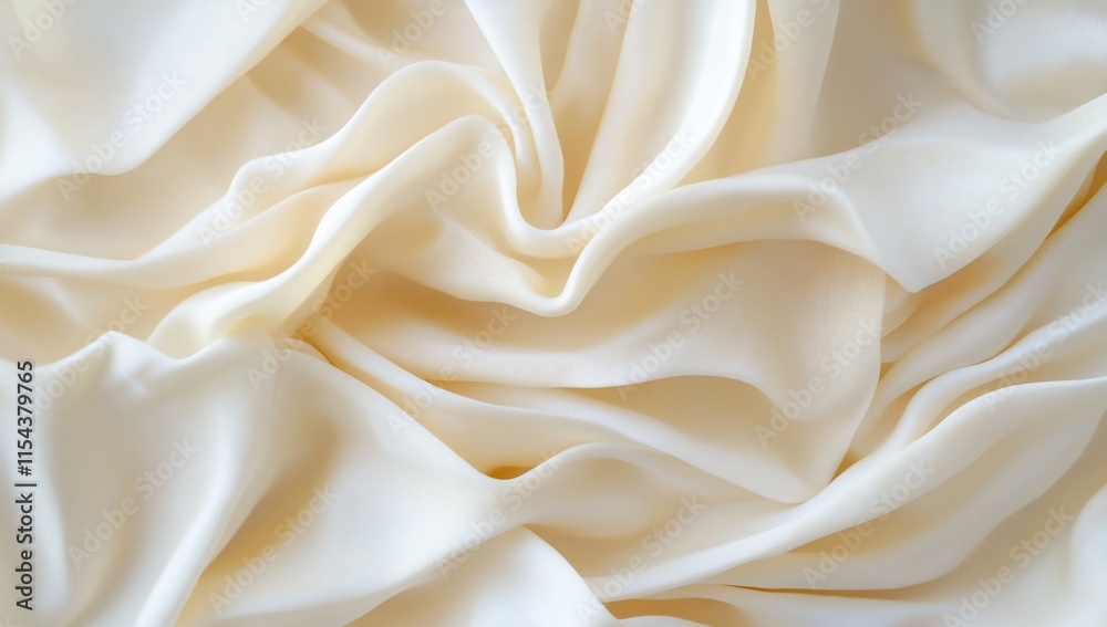 Obraz premium Soft, flowing cream-colored fabric with elegant drapes and folds.