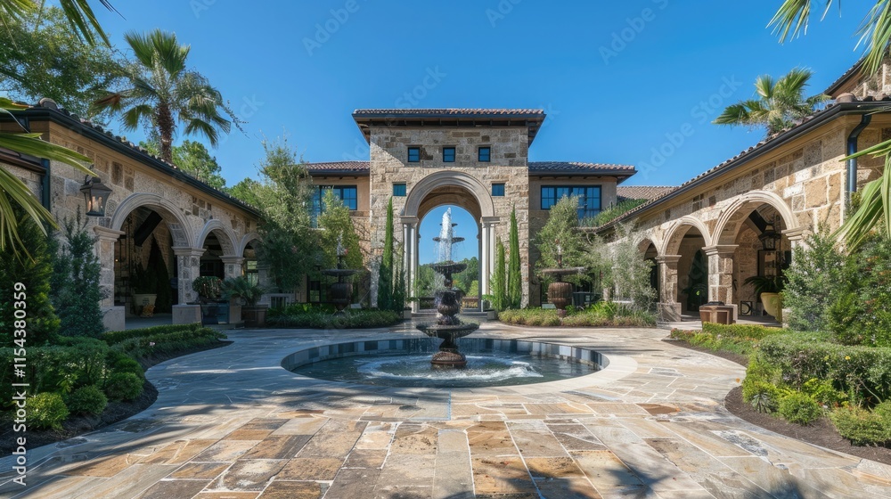 Fototapeta premium luxury home entrance with beautiful flowers