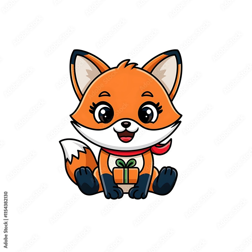 Cute animated fox art featuring vivid colors and lively cheerful facial expression Cute animated fox art featuring vivid colors and lively cheerful facial expression