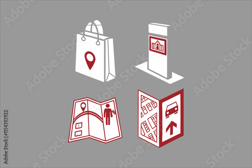 Shopping Mall and Public Icons Set