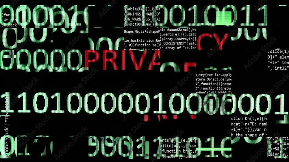 Privacy text on the screen data glitch