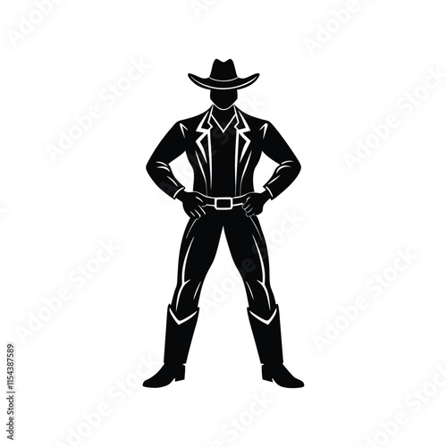 Bold Cowboy Silhouette Standing in Classic Western Attire