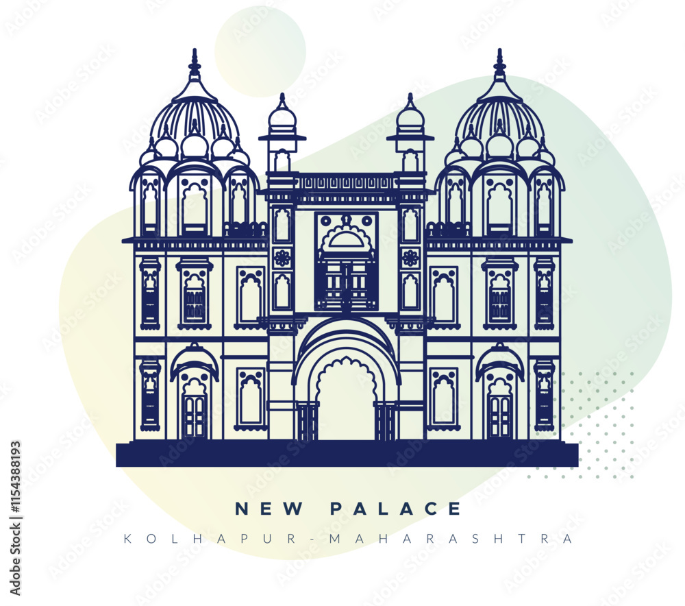 Obraz premium New Palace Kolhapur - Maharashtra - Stock Illustration