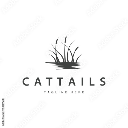simple design river garden logo cattails river grass illustration template symbol