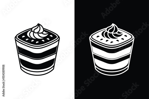 Tiramisu icon vector on White Background ,Vector Art Illustration on white background.