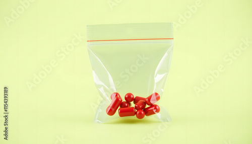 little Ziploc bag with red pills