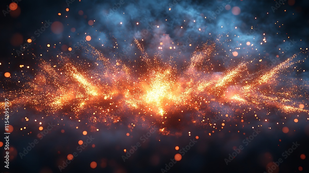 Glittering sparks glowing with golden brilliance on a deep dark background picture Glittering sparks glowing with golden brilliance on a deep dark background picture