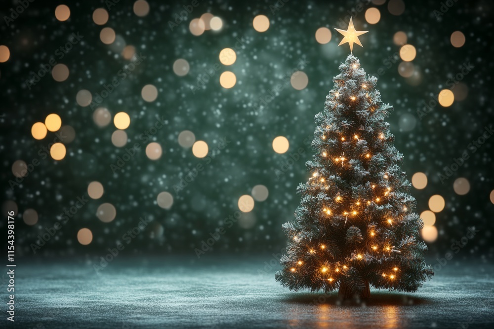 custom made wallpaper toronto digitalA beautifully adorned Christmas tree stands against a dark background covered with sparkling bokeh lights, evoking a festive and enchanting holiday atmosphere.