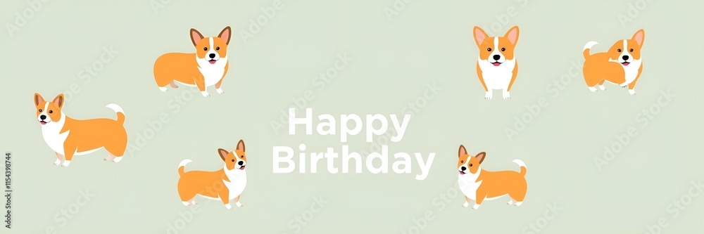 Adorable cartoon corgis celebrating with Adorable cartoon corgis celebrating with