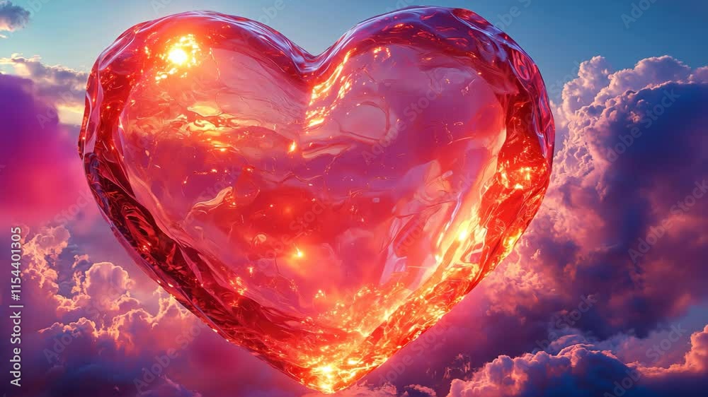  Pink crystal heart in the sky