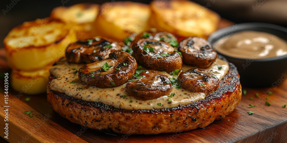 hamburger on a plate, grilled steak with vegetables, hamburger hamburger on a plate, grilled steak with vegetables, hamburger