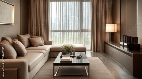 Cozy Modern Living Room with Natural Light and Elegant Decor