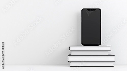 Smartphone on Stack of Books.