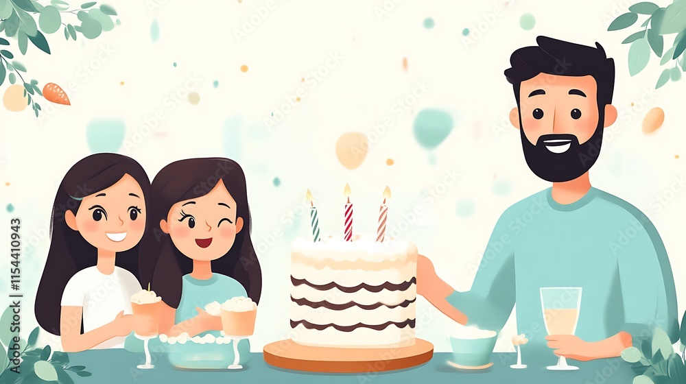 Happy family celebrating birthday with cake. (3) Happy family celebrating birthday with cake. (3)