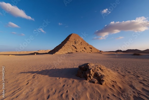 The ancient step pyramid rises majestically against a vibrant blue sky, symbolizing the architectural ingenuity of ancient civilizations and their enduring legacy. photo