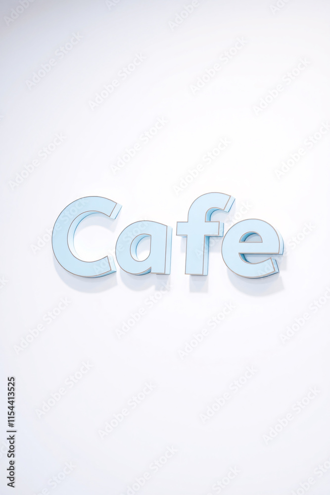 3D Café cafe Logo word text transparent pastel blue on isolated white background 3D Café cafe Logo word text transparent pastel blue on isolated white background