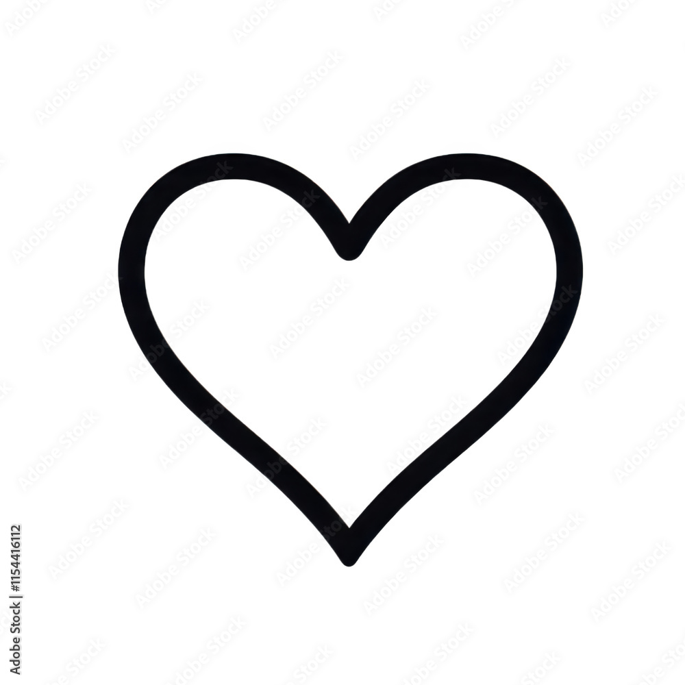 A Simple Heart Icon Outline with Smooth Curves, Rendered in Bold Black, Displayed on a Plain White Background. A Simple Heart Icon Outline with Smooth Curves, Rendered in Bold Black, Displayed on a Plain White Background.