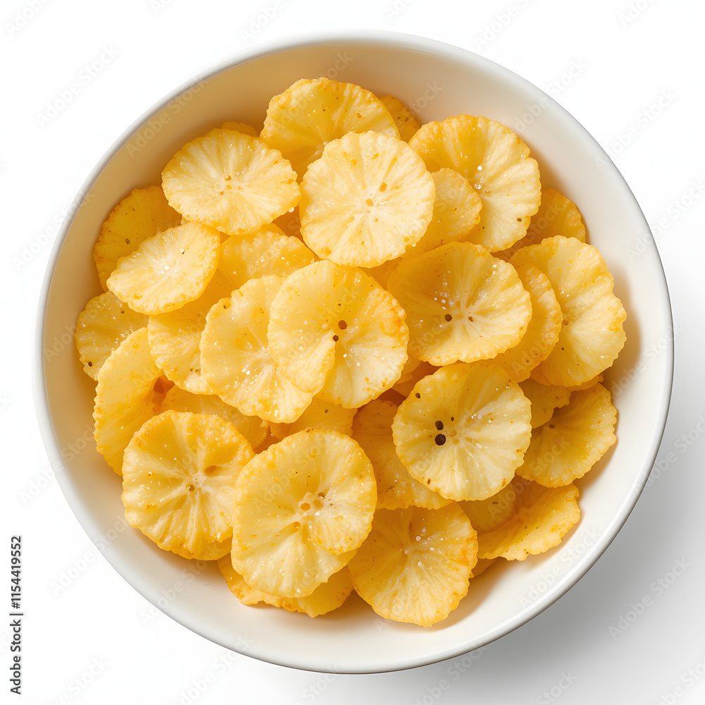 white bowl with crispy potato chips isolated on transparent background white bowl with crispy potato chips isolated on transparent background