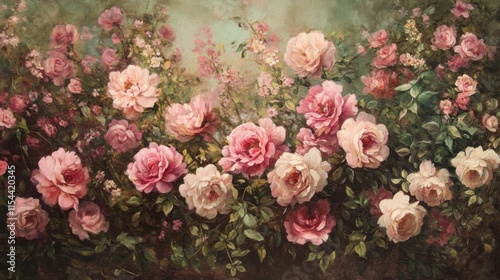 Fototapeta Naklejka Na Ścianę i Meble -  Pintura de flores rosas