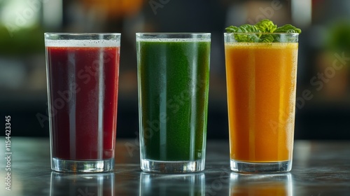 Wallpaper Mural Colorful Juices in Glasses on Isolated Background Torontodigital.ca