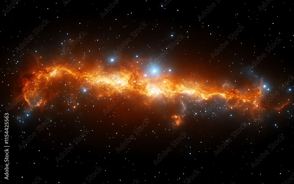 Fiery nebula in deep space with bright stars. Fiery nebula in deep space with bright stars.