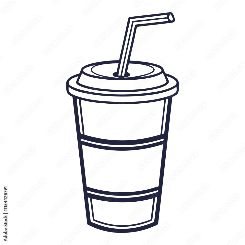 Black and white coffee cup with straw, vector logo design template. Black and white coffee cup with straw, vector logo design template.