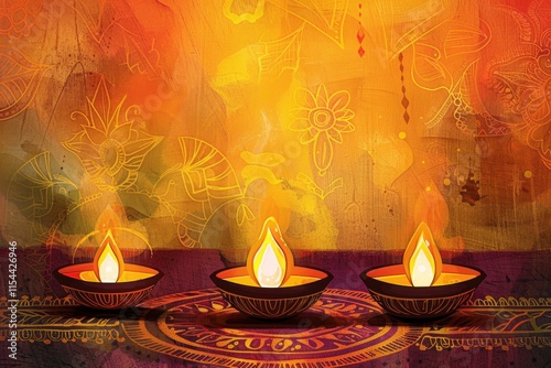 Diwalithemed stock illustration in orange and yellow colors photo