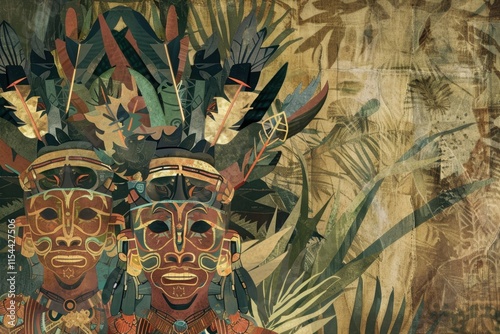 Gawai Dayak stock illustration in earthy tones with traditional elements photo