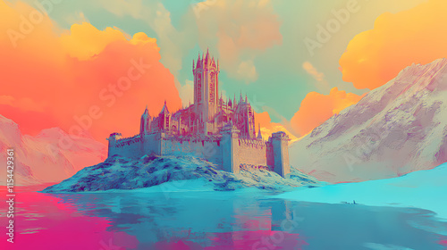 Castle in the tundra. Tundral. Illustration photo