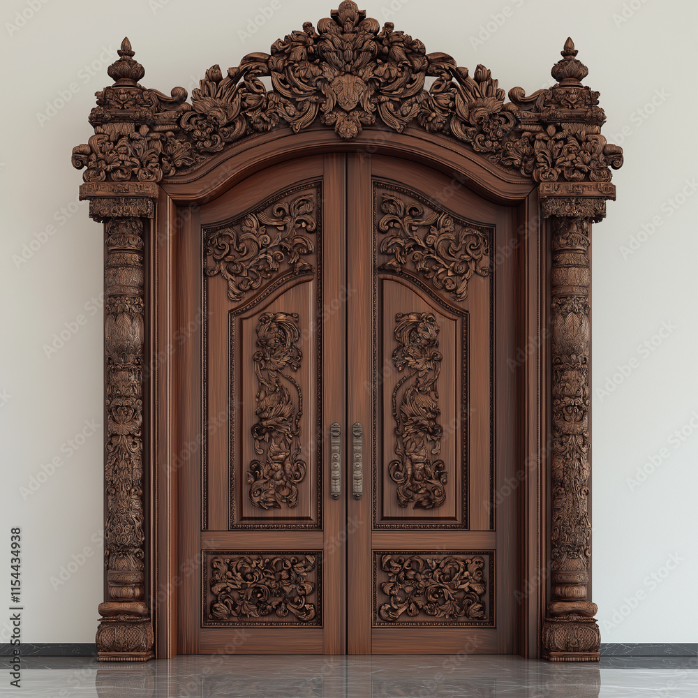 Door gate with Javanese style ornaments. AI Generated Door gate with Javanese style ornaments. AI Generated