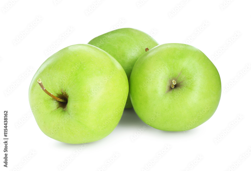 Three fresh green apples isolated on white Three fresh green apples isolated on white