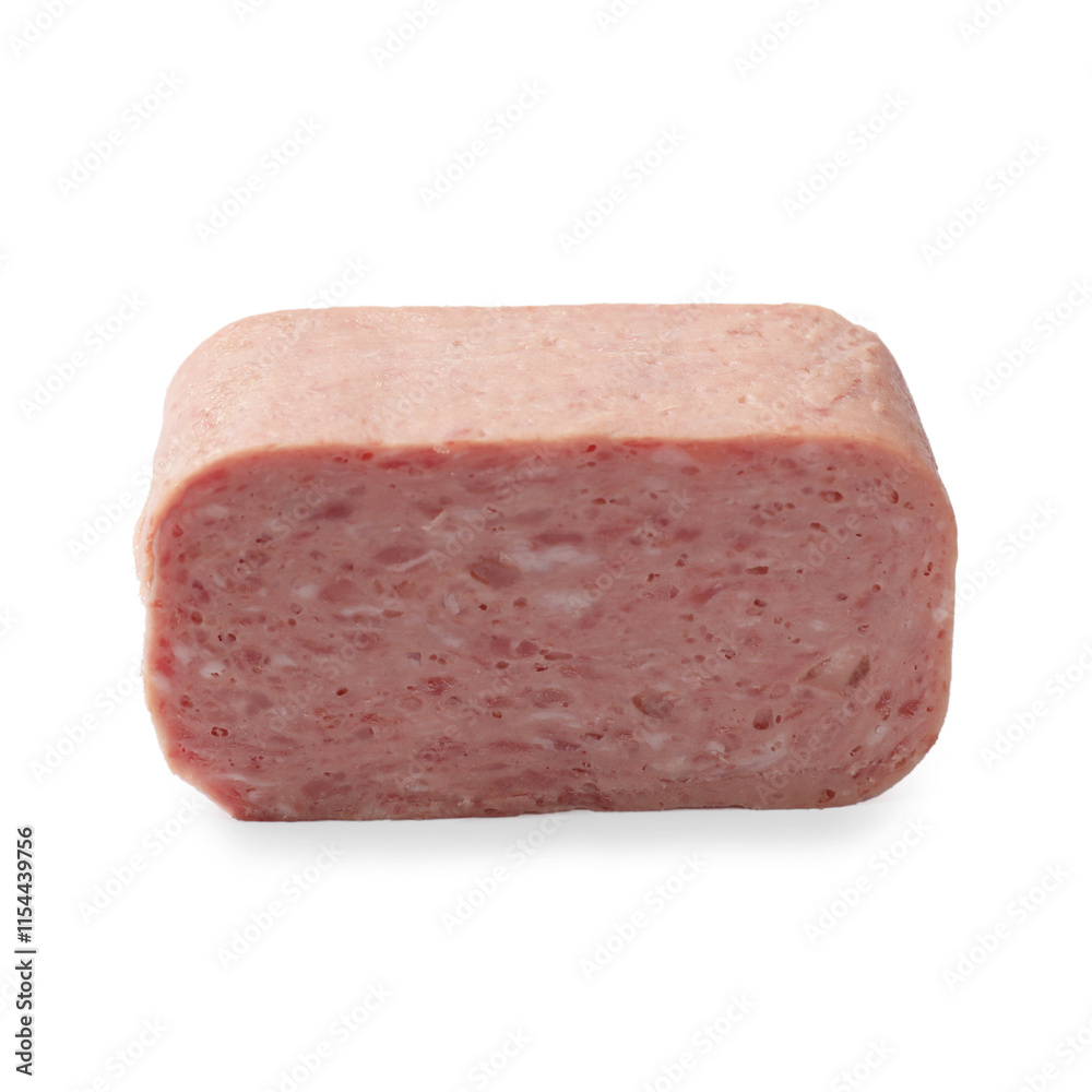 Whole piece of canned meat isolated on white Whole piece of canned meat isolated on white