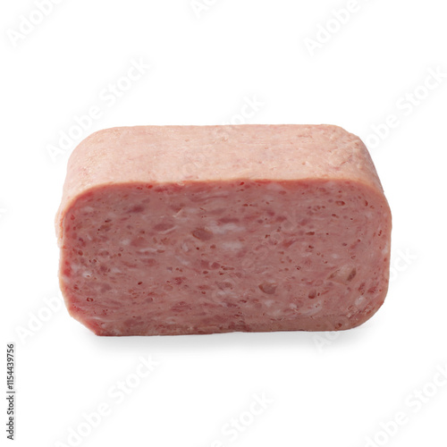 Whole piece of canned meat isolated on white