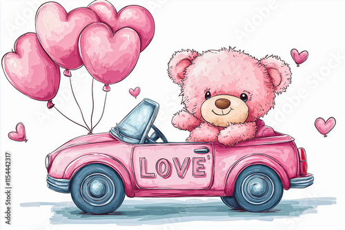 Cute pink teddy bear for Valentine's Day. for the background.for postcards. for advertising purposes.