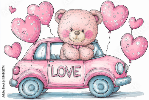 Cute pink teddy bear for Valentine's Day. for the background.for postcards. for advertising purposes.