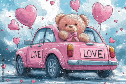 Cute pink teddy bear for Valentine's Day. for the background.for postcards. for advertising purposes.