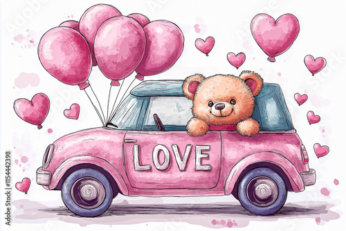 Cute pink teddy bear for Valentine's Day. for the background.for postcards. for advertising purposes.