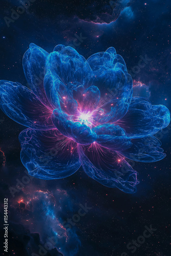 a beautiful magic flower in a vector on a dark background. for postcards. for backgrounds. for screensavers.