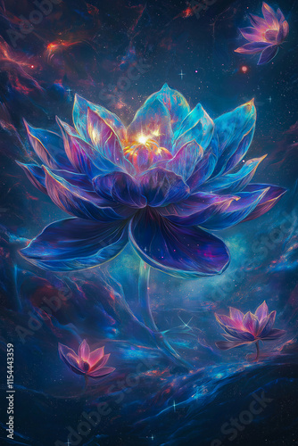 a beautiful magic flower in a vector on a dark background. for postcards. for backgrounds. for screensavers.
