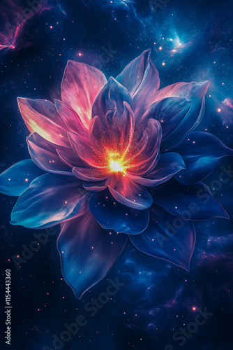 a beautiful magic flower in a vector on a dark background. for postcards. for backgrounds. for screensavers.