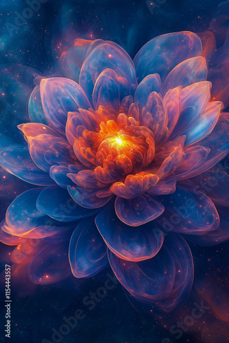 a beautiful magic flower in a vector on a dark background. for postcards. for backgrounds. for screensavers.