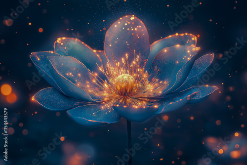 a beautiful magic flower in a vector on a dark background. for postcards. for backgrounds. for screensavers.