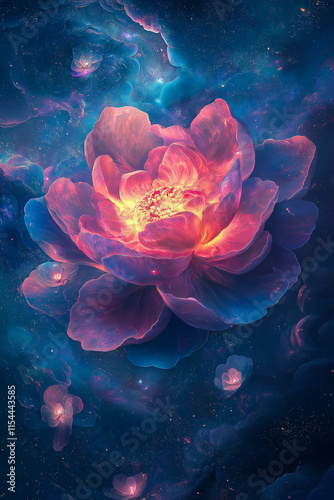 a beautiful magic flower in a vector on a dark background. for postcards. for backgrounds. for screensavers.