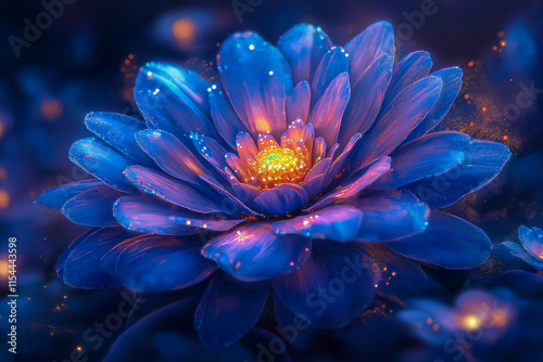 a beautiful magic flower in a vector on a dark background. for postcards. for backgrounds. for screensavers.