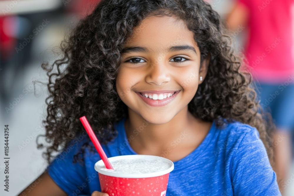 A happy and joyful little multiethnic girl, possibly an Indian Latino child, is smiling while unwrapping gifts on either Christmas or New Year’s, with wrapping paper and a present box in the A happy and joyful little multiethnic girl, possibly an Indian Latino child, is smiling while unwrapping gifts on either Christmas or New Year’s, with wrapping paper and a present box in the