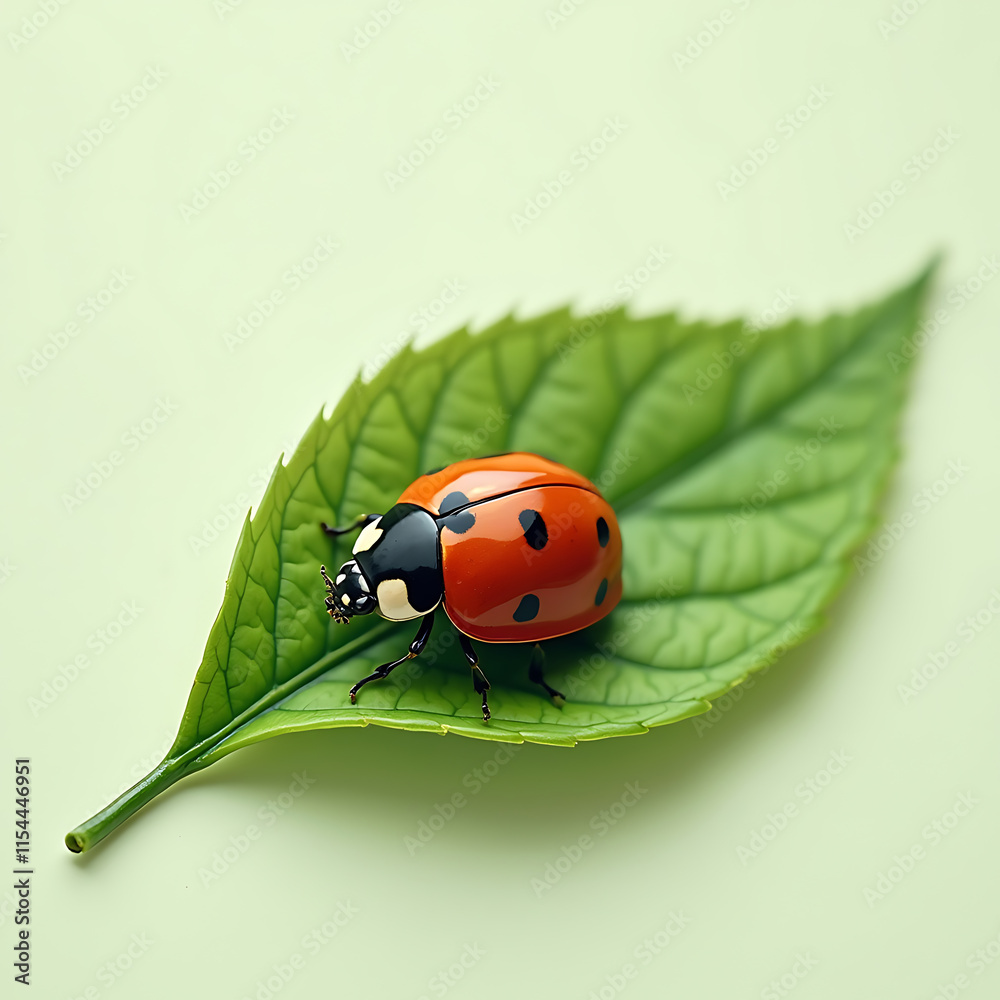 Fototapeta premium ladybug on green leaf